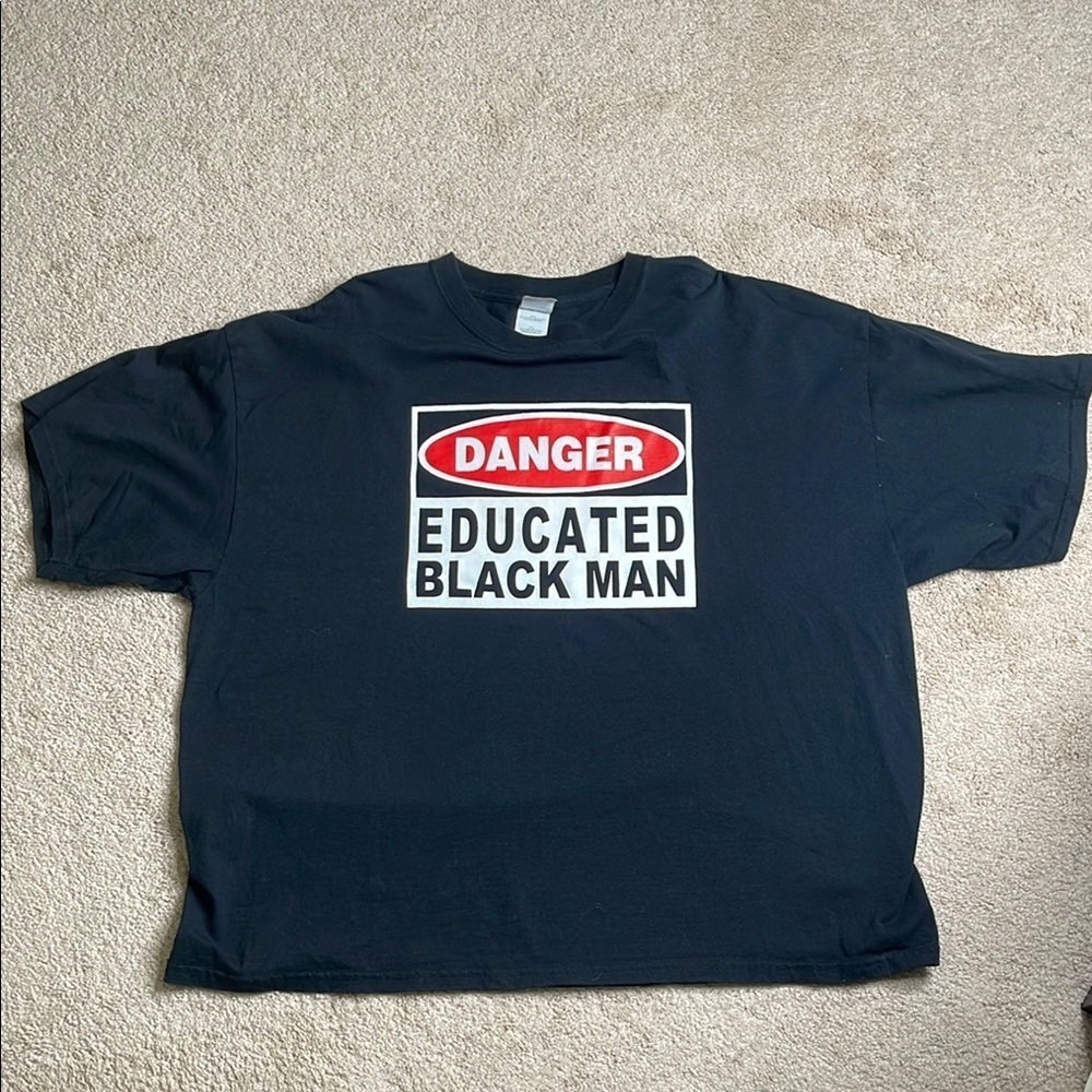 Black Graphic “Danger: Educated Black Man” T-Shirt - Picture 1 of 5